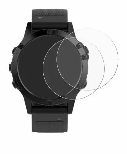 Immagine del dispositivo Garmin Fenix 5 (47 mm) con un'ampia varietà di protezioni per lo schermo.