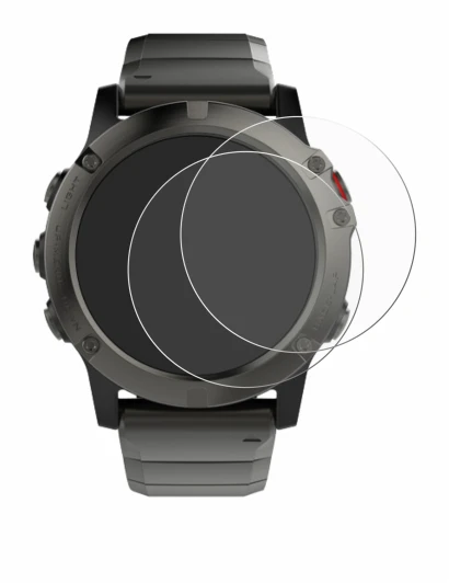 Immagine del dispositivo Garmin Fenix 5X (51 mm) con un'ampia varietà di protezioni per lo schermo.