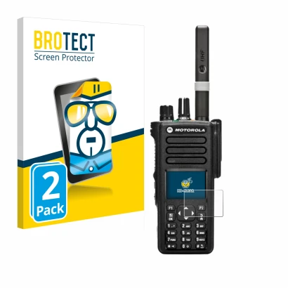 Parte frontale di una confezione del prodotto con il logo del marchio BROTECT. Accanto è raffigurato il dispositivo Motorola D