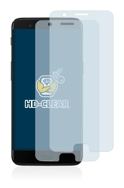 Immagine del dispositivo OnePlus 5 con un'ampia varietà di protezioni per lo schermo.