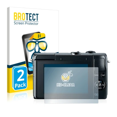 Parte frontale di una confezione del prodotto con il logo del marchio BROTECT. Accanto è raffigurato il dispositivo Canon EOS 