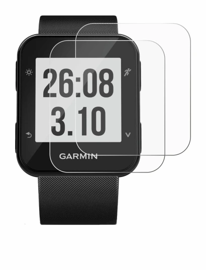 Immagine del dispositivo Garmin Forerunner 30 con un'ampia varietà di protezioni per lo schermo.