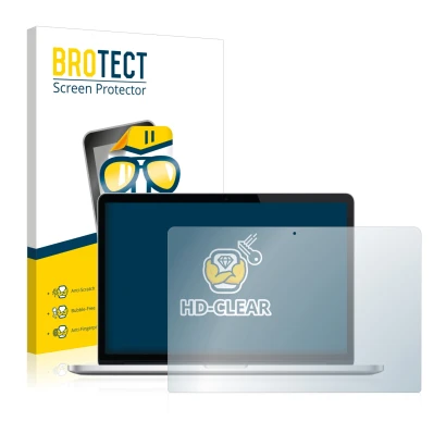 Parte frontale di una confezione del prodotto con il logo del marchio BROTECT. Accanto è raffigurato il dispositivo Apple MacB