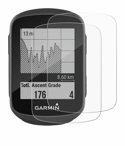 Immagine del dispositivo Garmin Edge 130 con un'ampia varietà di protezioni per lo schermo.