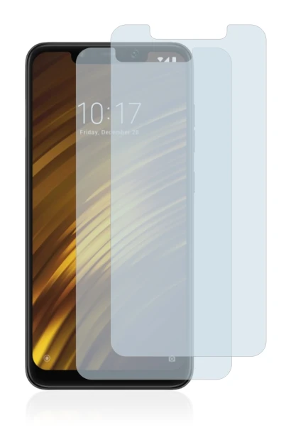 Immagine del dispositivo Xiaomi Pocophone F1 con un'ampia varietà di protezioni per lo schermo.