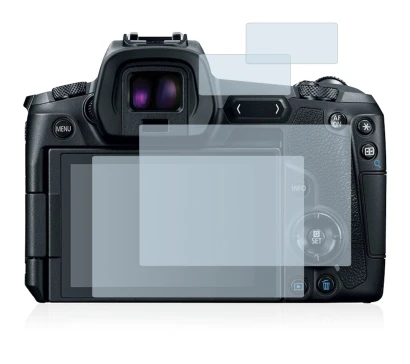 Immagine del dispositivo Canon EOS R con un'ampia varietà di protezioni per lo schermo.