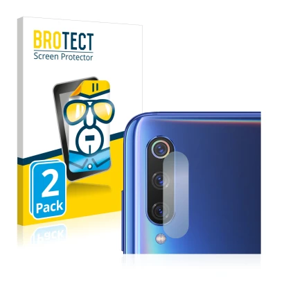 Parte frontale di una confezione del prodotto con il logo del marchio BROTECT. Accanto è raffigurato il dispositivo Xiaomi Mi 
