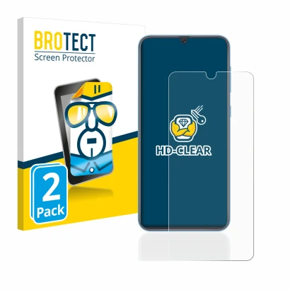 Parte frontale di una confezione del prodotto con il logo del marchio BROTECT. Accanto è raffigurato il dispositivo Samsung Ga