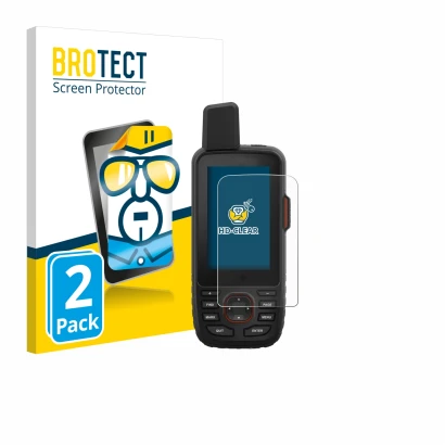 Parte frontale di una confezione del prodotto con il logo del marchio BROTECT. Accanto è raffigurato il dispositivo Garmin GPS