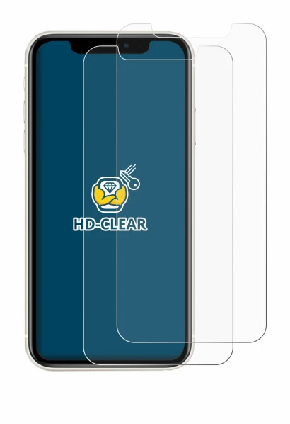 Immagine del dispositivo Apple iPhone 11 con un'ampia varietà di protezioni per lo schermo.