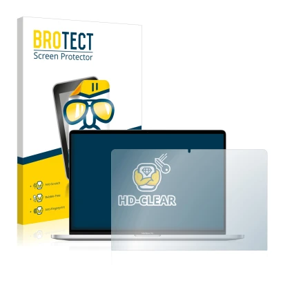 Parte frontale di una confezione del prodotto con il logo del marchio BROTECT. Accanto è raffigurato il dispositivo Apple MacB