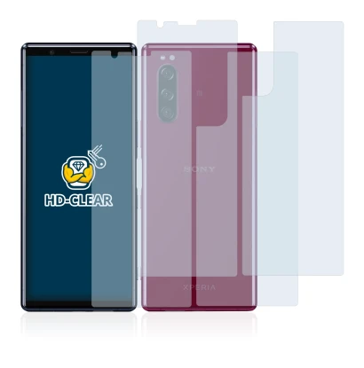 Immagine del dispositivo Sony Xperia 5 (Fronte+Retro) con un'ampia varietà di protezioni per lo schermo.