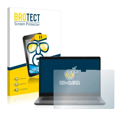 Parte frontale di una confezione del prodotto con il logo del marchio BROTECT. Accanto è raffigurato il dispositivo Dell Latit