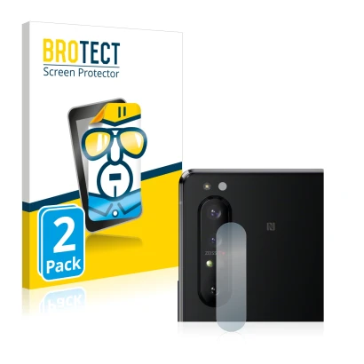 Parte frontale di una confezione del prodotto con il logo del marchio BROTECT. Accanto è raffigurato il dispositivo Sony Xperi