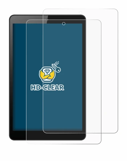 Immagine del dispositivo Huawei MediaPad M5 Lite 8" con un'ampia varietà di protezioni per lo schermo.