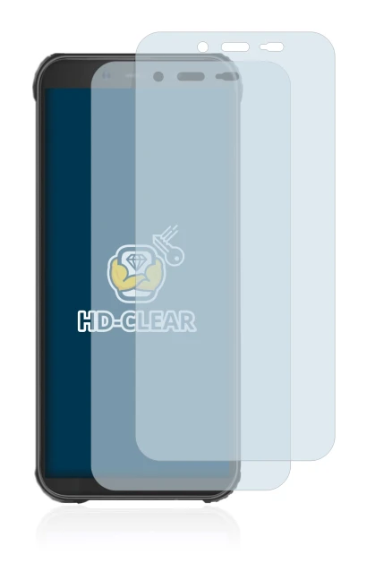 Immagine del dispositivo Blackview BV5500 Plus con un'ampia varietà di protezioni per lo schermo.