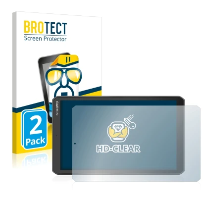 Parte frontale di una confezione del prodotto con il logo del marchio BROTECT. Accanto è raffigurato il dispositivo Garmin Cam