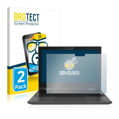 Parte frontale di una confezione del prodotto con il logo del marchio BROTECT. Accanto è raffigurato il dispositivo Lenovo 300