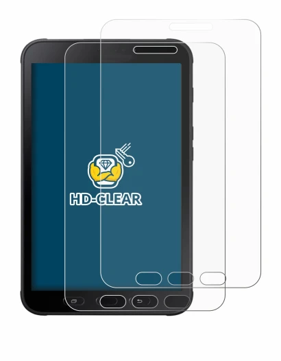 Immagine del dispositivo Samsung Galaxy Tab Active 2 SM-T395 con un'ampia varietà di protezioni per lo schermo.