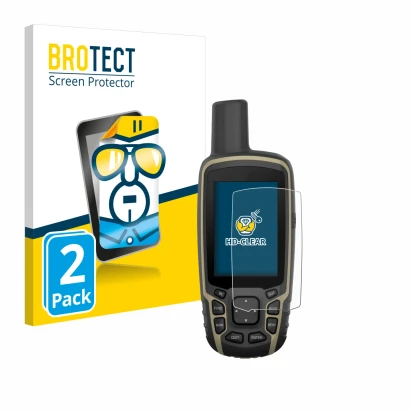 Parte frontale di una confezione del prodotto con il logo del marchio BROTECT. Accanto è raffigurato il dispositivo Garmin GPS