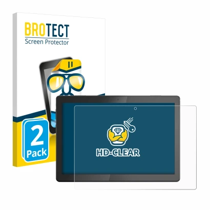 Parte frontale di una confezione del prodotto con il logo del marchio BROTECT. Accanto è raffigurato il dispositivo Lenovo Tab