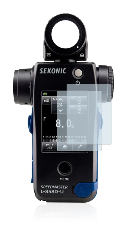 Immagine del dispositivo Sekonic L858D con un'ampia varietà di protezioni per lo schermo.