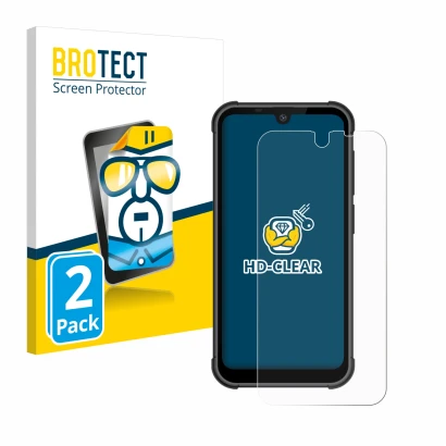 Parte frontale di una confezione del prodotto con il logo del marchio BROTECT. Accanto è raffigurato il dispositivo Beafon MX1