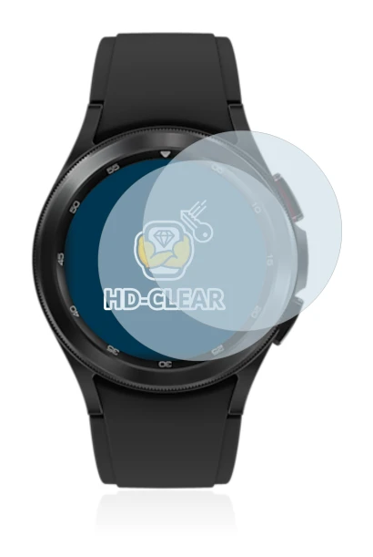 Immagine del dispositivo Samsung Galaxy Watch 4 Classic (42mm) con un'ampia varietà di protezioni per lo schermo.