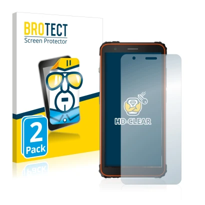 Parte frontale di una confezione del prodotto con il logo del marchio BROTECT. Accanto è raffigurato il dispositivo Blackview