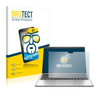 Parte frontale di una confezione del prodotto con il logo del marchio BROTECT. Accanto è raffigurato il dispositivo HP Elite x