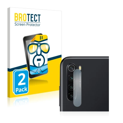 Parte frontale di una confezione del prodotto con il logo del marchio BROTECT. Accanto è raffigurato il dispositivo Xiaomi Red