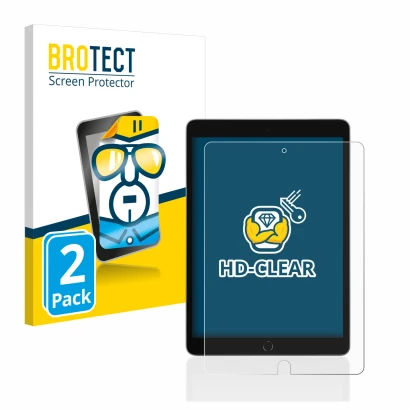 Parte frontale di una confezione del prodotto con il logo del marchio BROTECT. Accanto è raffigurato il dispositivo Apple iPad