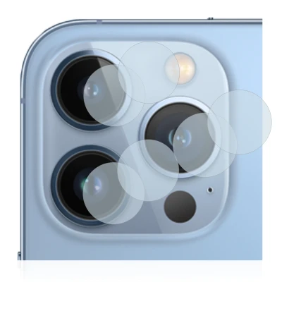 Immagine del dispositivo Apple iPhone 13 Pro Max (SOLO Fotocamera) con un'ampia varietà di protezioni per lo schermo.
