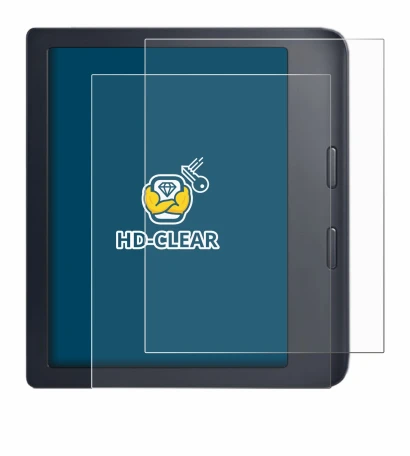 Immagine del dispositivo Kobo Libra 2 con un'ampia varietà di protezioni per lo schermo.