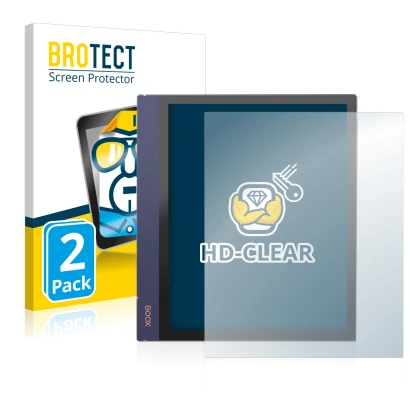 Parte frontale di una confezione del prodotto con il logo del marchio BROTECT. Accanto è raffigurato il dispositivo Boox Note