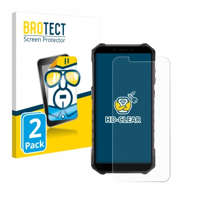 Parte frontale di una confezione del prodotto con il logo del marchio BROTECT. Accanto è raffigurato il dispositivo Ulefone Ar
