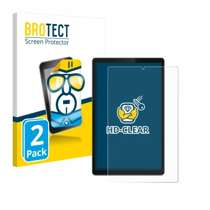 Parte frontale di una confezione del prodotto con il logo del marchio BROTECT. Accanto è raffigurato il dispositivo Lenovo Tab