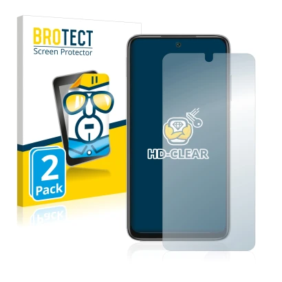 Parte frontale di una confezione del prodotto con il logo del marchio BROTECT. Accanto è raffigurato il dispositivo Xiaomi Red