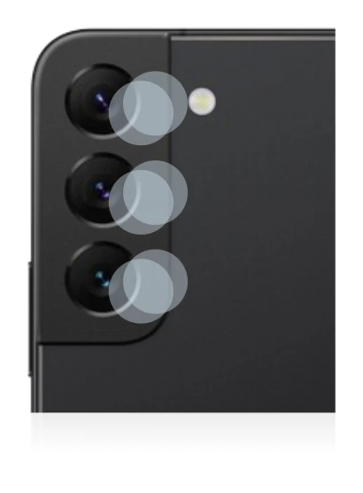 Immagine del dispositivo Samsung Galaxy S22 5G (SOLO Fotocamera) con un'ampia varietà di protezioni per lo schermo.