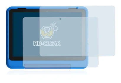 Immagine del dispositivo Amazon Fire HD 8 Kids Pro Edition 2021 (10a Gen.) con un'ampia varietà di protezioni per lo schermo.