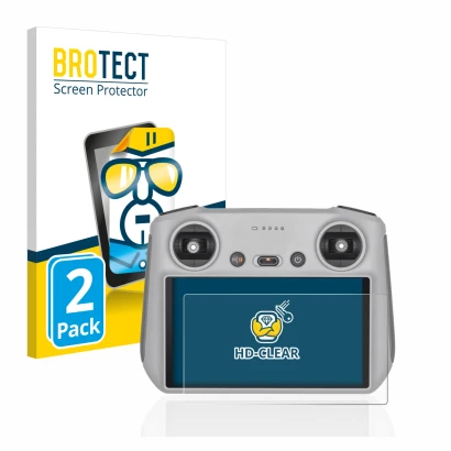 Parte frontale di una confezione del prodotto con il logo del marchio BROTECT. Accanto è raffigurato il dispositivo DJI RC Con