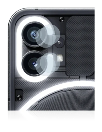 Immagine del dispositivo Nothing Phone (1) (SOLO Fotocamera) con un'ampia varietà di protezioni per lo schermo.