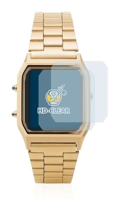 Immagine del dispositivo Casio AQ-230GA con un'ampia varietà di protezioni per lo schermo.