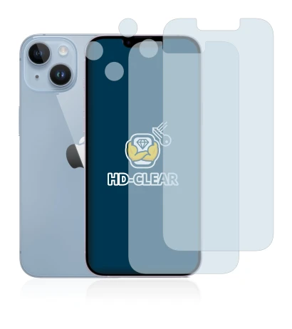 Immagine del dispositivo Apple iPhone 14 (Fronte+Fotocamera) con un'ampia varietà di protezioni per lo schermo.