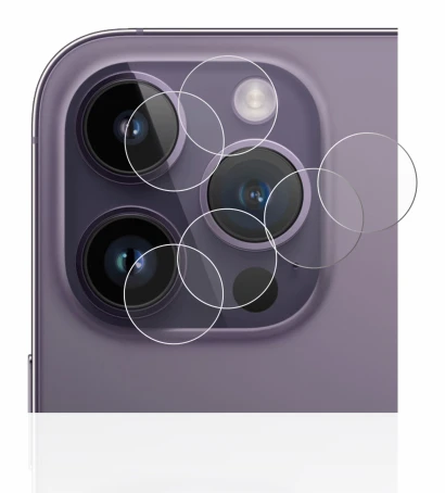 Immagine del dispositivo Apple iPhone 14 Pro (SOLO Fotocamera) con un'ampia varietà di protezioni per lo schermo.