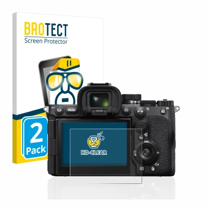 Parte frontale di una confezione del prodotto con il logo del marchio BROTECT. Accanto è raffigurato il dispositivo Sony Alpha