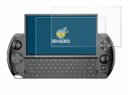 Immagine del dispositivo GPD Win 4 con un'ampia varietà di protezioni per lo schermo.