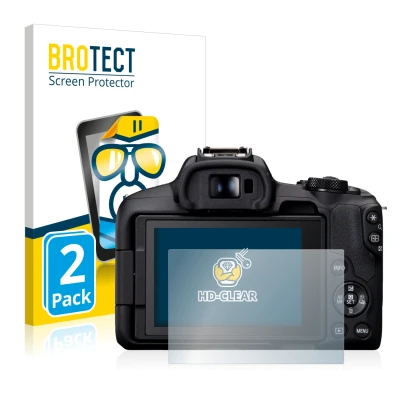 Parte frontale di una confezione del prodotto con il logo del marchio BROTECT. Accanto è raffigurato il dispositivo Canon EOS 