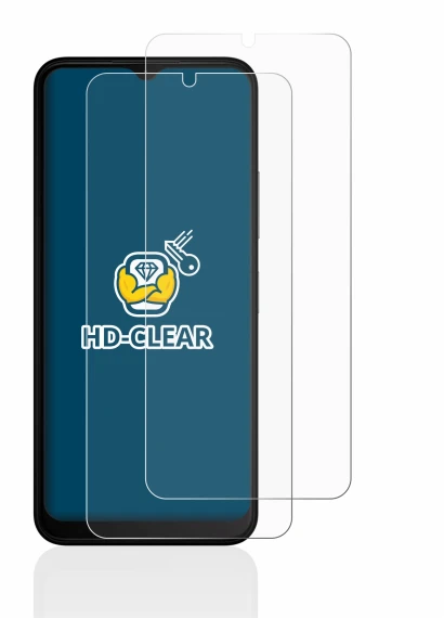 Immagine del dispositivo Nokia C22 con un'ampia varietà di protezioni per lo schermo.