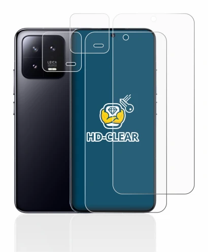 Immagine del dispositivo Xiaomi 13 (Fronte+Fotocamera) con un'ampia varietà di protezioni per lo schermo.